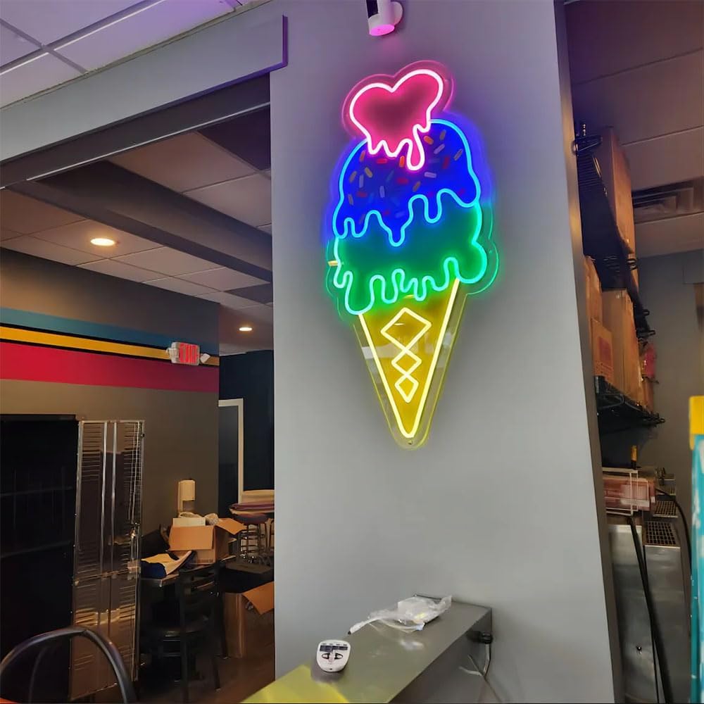 LED Neon Ice Cream - Wall Decor Ice Cream - Ice Cream Sign Size：17inch