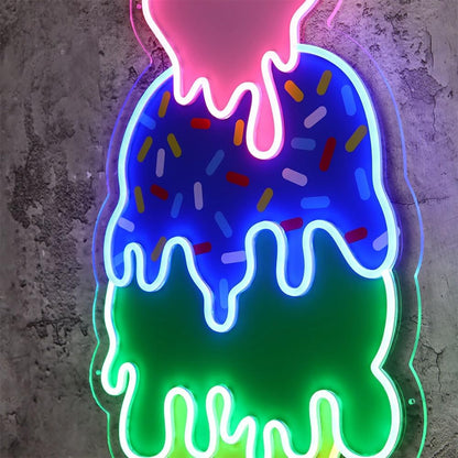 LED Neon Ice Cream - Wall Decor Ice Cream - Ice Cream Sign Size：17inch