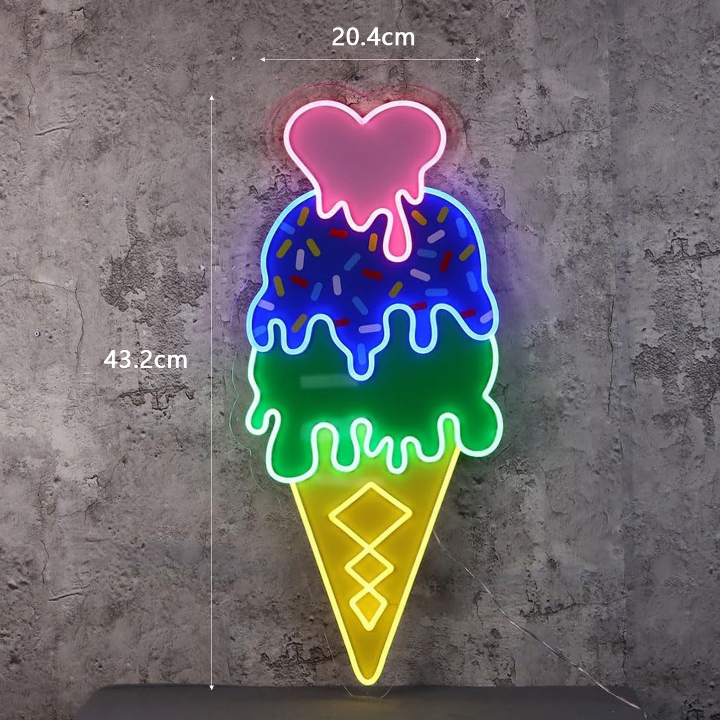 LED Neon Ice Cream - Wall Decor Ice Cream - Ice Cream Sign Size：17inch