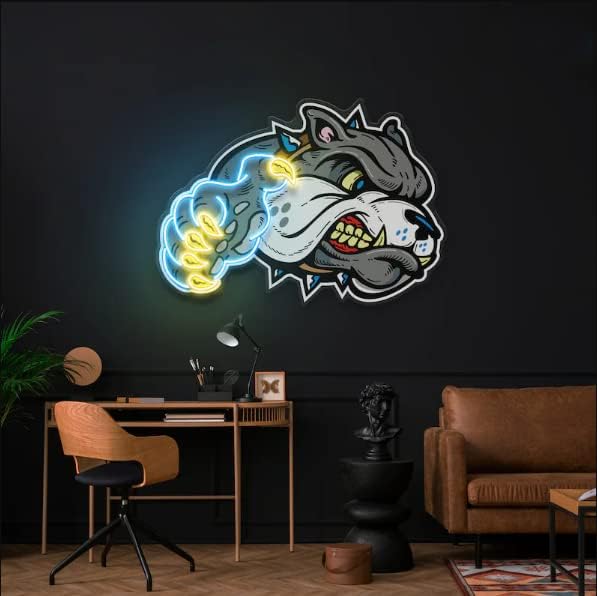 Bull Dog Neon Sign Custom Neon Light Dog Anime UV Printed Led Neon Signs Decor Bar Personalized Neon Light Sign for Decoration Light 60cm