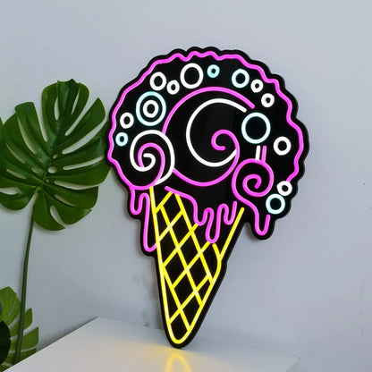 Colorful Ice Cream Custom Flex LED Neon Sign with Black Acrylic