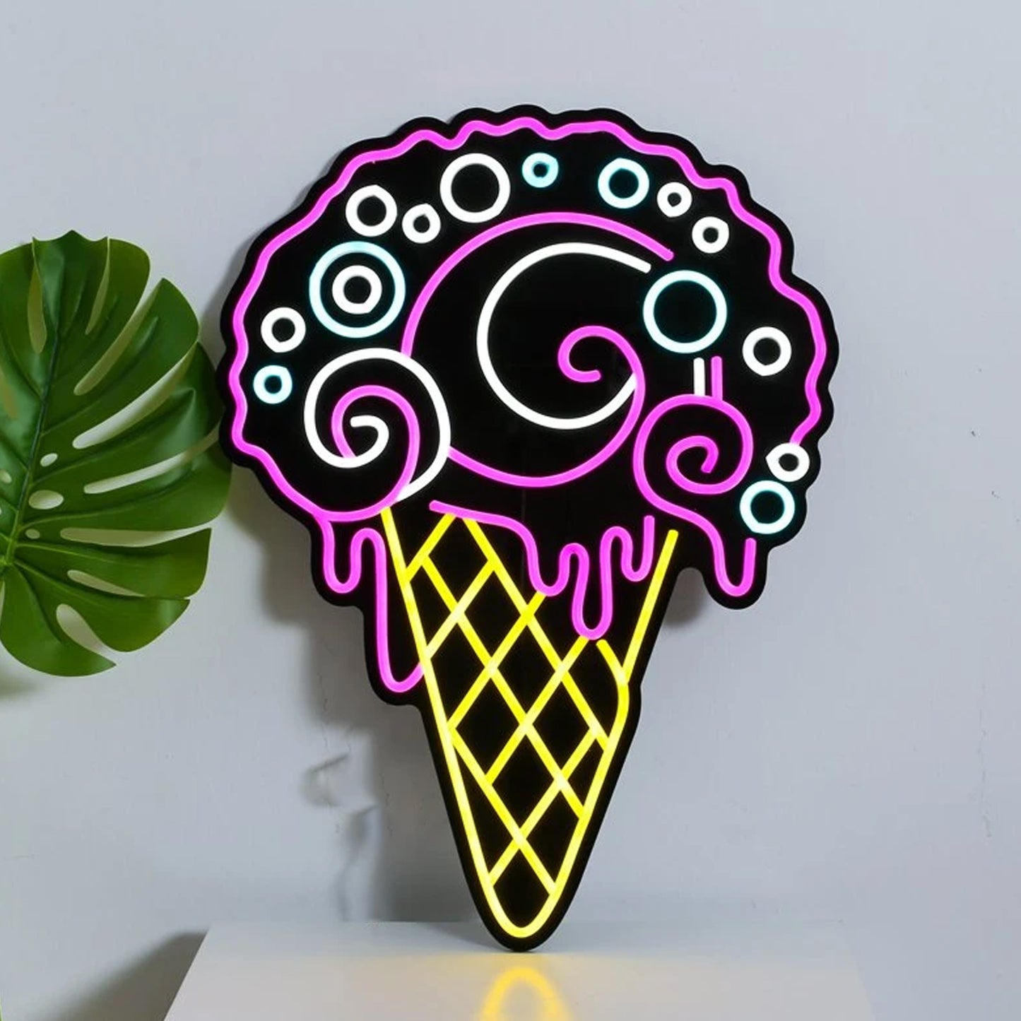 Colorful Ice Cream Custom Flex LED Neon Sign with Black Acrylic