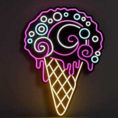 Colorful Ice Cream Custom Flex LED Neon Sign with Black Acrylic