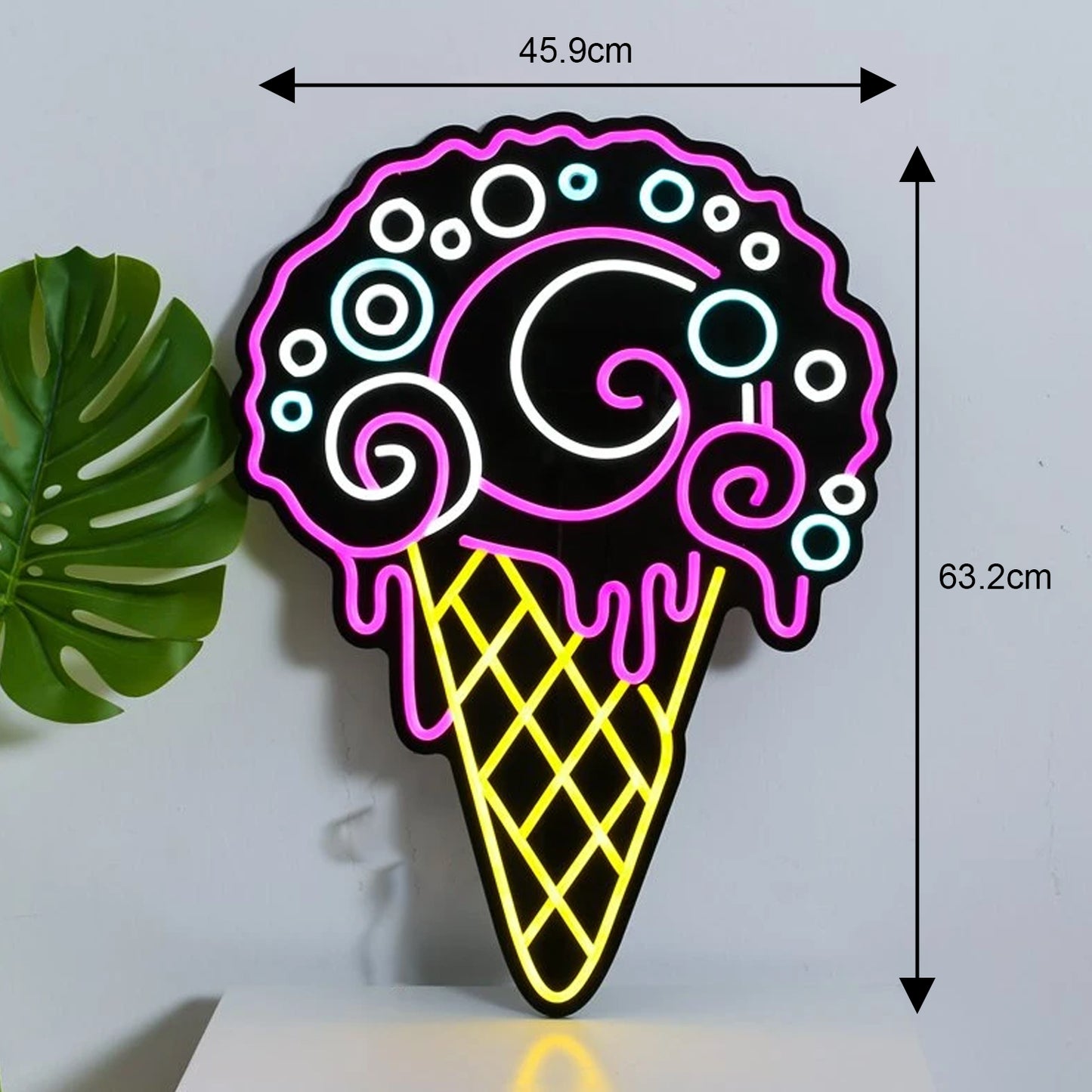 Colorful Ice Cream Custom Flex LED Neon Sign with Black Acrylic