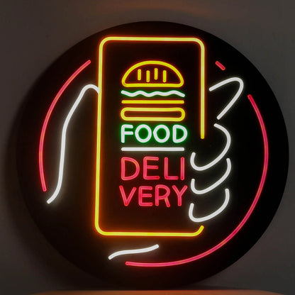 New Food Delivery Flexible LED Neon Sign for Business Led Signs Suitable for Man Cave Restaurant Office Bar Pub Led Art