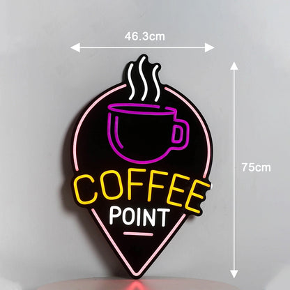 Neon LED Coffee Sign LED Flexible Neon Light Neon Sign Black Backboard LED Neon Sign for Shop