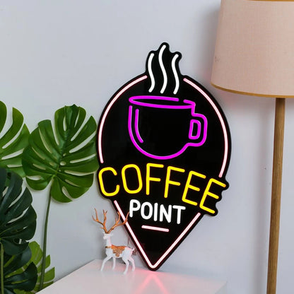 Neon LED Coffee Sign LED Flexible Neon Light Neon Sign Black Backboard LED Neon Sign for Shop