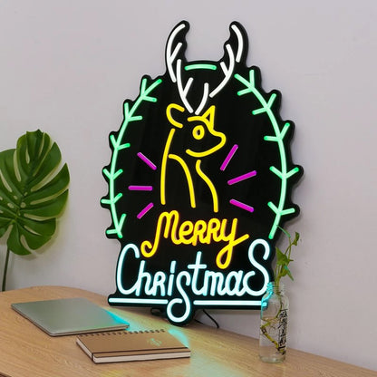 Merry Christmas Flexible LED Neon Light Signs Business Red and Black LED Neon Sign for Festival Party