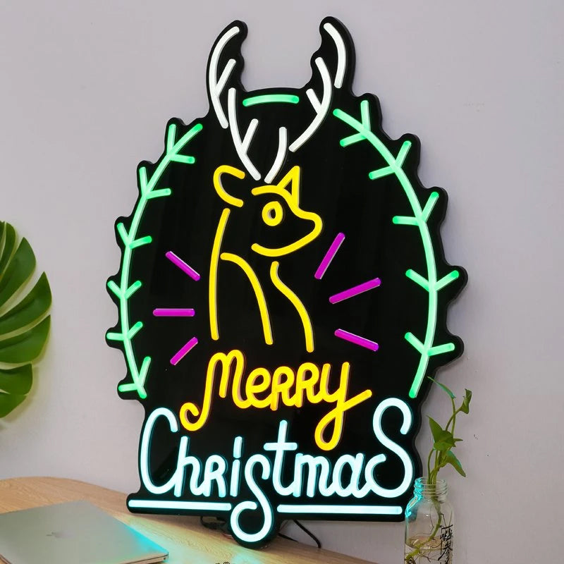 Merry Christmas Flexible LED Neon Light Signs Business Red and Black LED Neon Sign for Festival Party