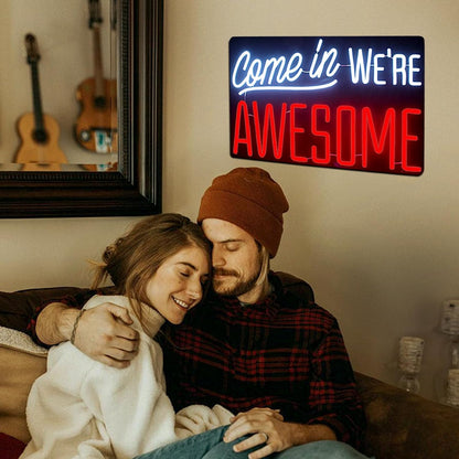 Come in We are Awesome Neon Sign for Room Decor, Ultra Bright Neon Open Sign Dimmable LED Open Neon Sign for Retail Store Restaurant Shop Bar Wall Art Decoration 24 * 15.3 Inches