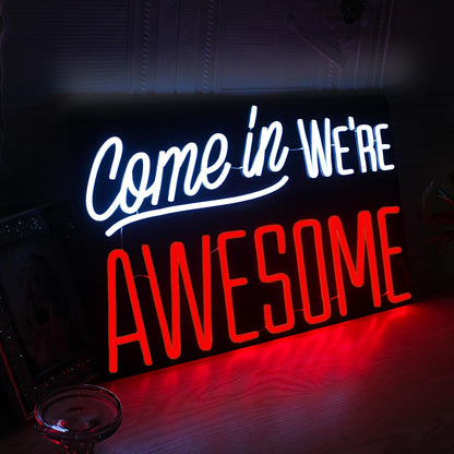 Come in We are Awesome Neon Sign for Room Decor, Ultra Bright Neon Open Sign Dimmable LED Open Neon Sign for Retail Store Restaurant Shop Bar Wall Art Decoration 24 * 15.3 Inches