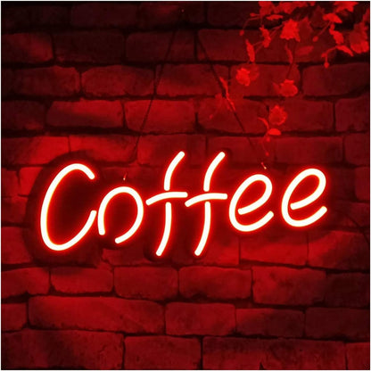 Neon Sign Coffee Black Neon Sign Decorative Lights Using Black Bottom Plate 60 * 22.5cm Cafe Signs