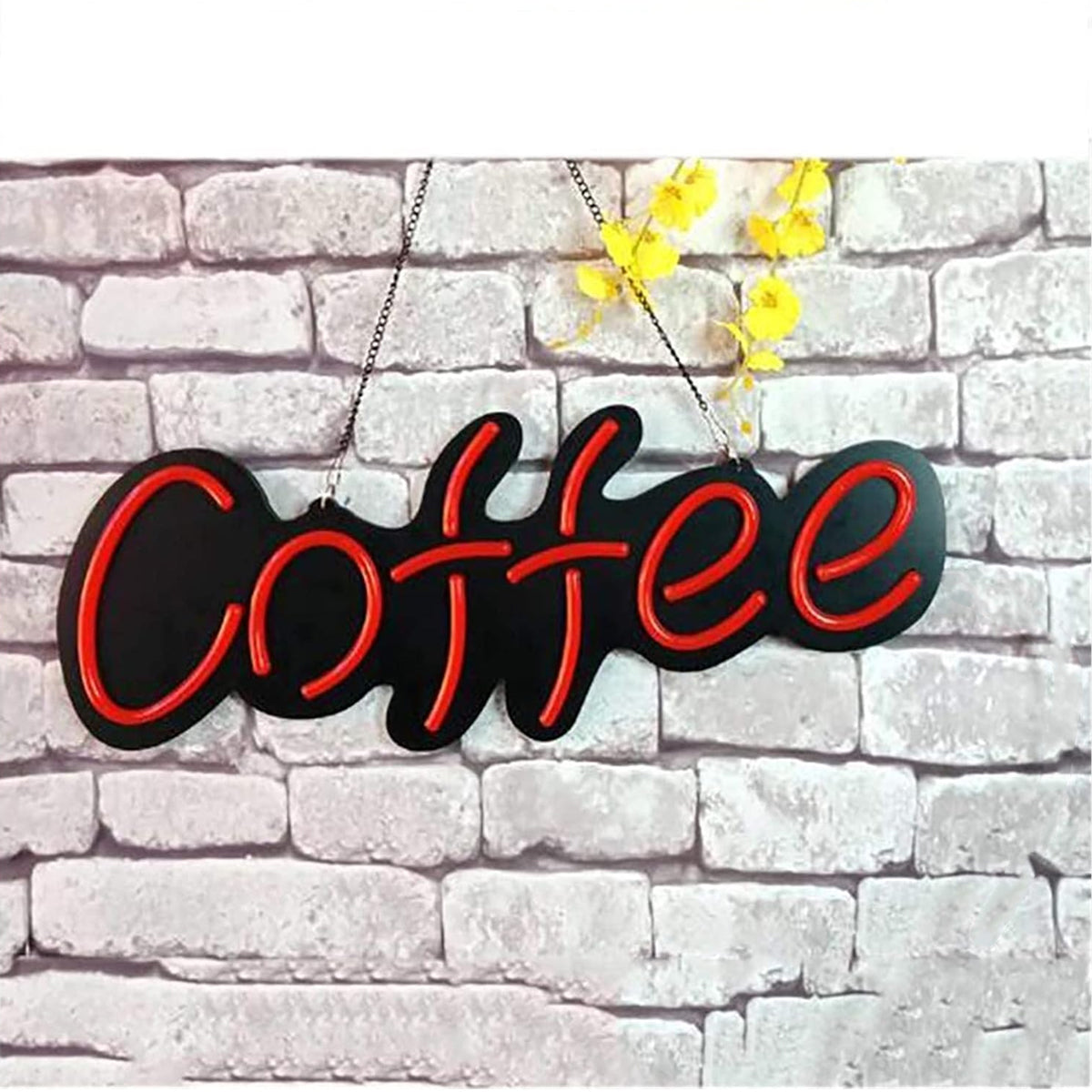 Neon Sign Coffee Black Neon Sign Decorative Lights Using Black Bottom Plate 60 * 22.5cm Cafe Signs