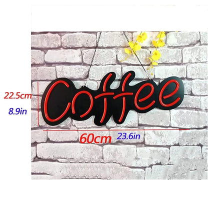 Neon Sign Coffee Black Neon Sign Decorative Lights Using Black Bottom Plate 60 * 22.5cm Cafe Signs