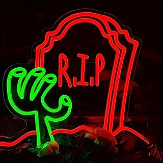 Torn Tombstone Halloween Decorations, Neon Signs, Holiday Decorations Neon Decorations for Halloween Party, Holiday Wall Decorations LED Signs