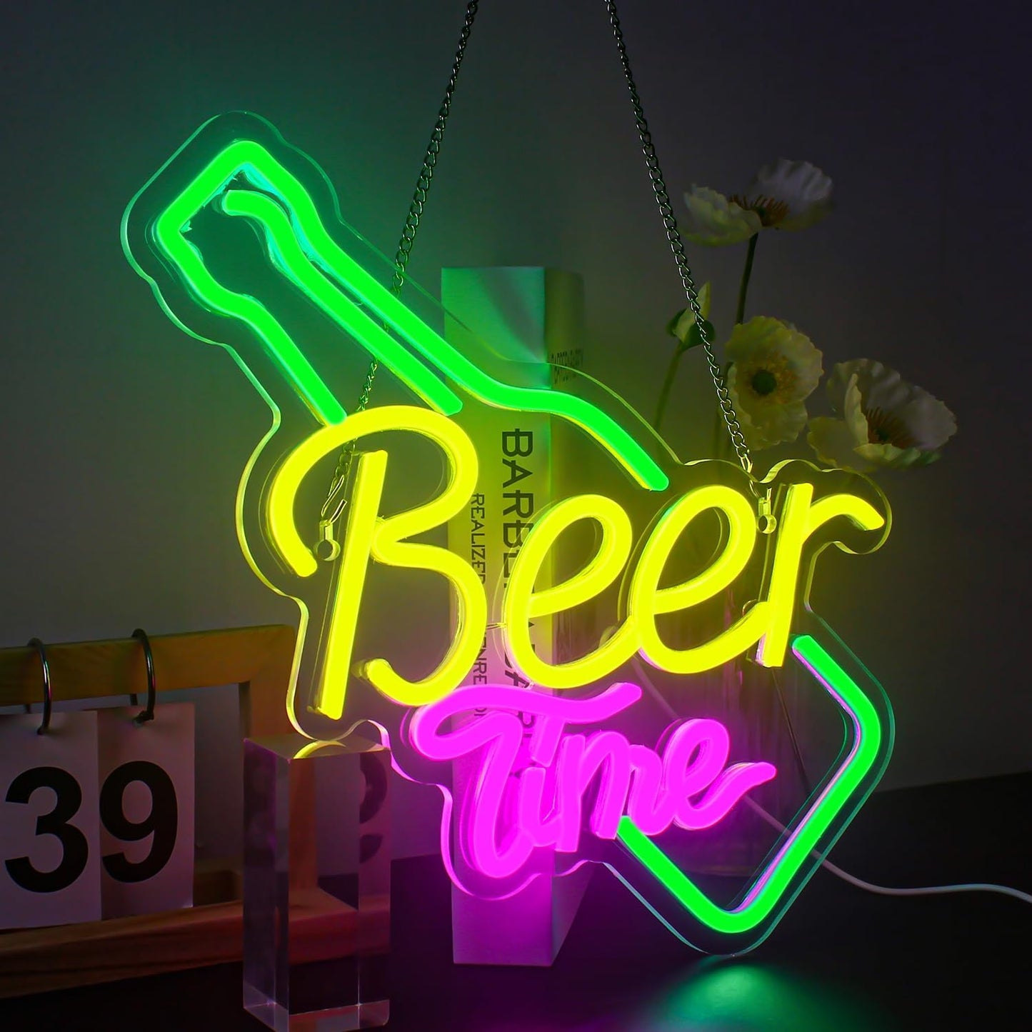 Beer Time Neon Sign Bar Neon Lights Neon Beer Signs Colorful Led Neon Signs for Wall Decor USB Beer Light Up Sign Neon Bar Signs for Home Bar Man Cave Party Club Restaurant Hotel