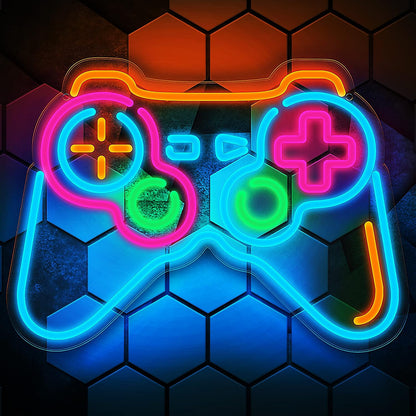 Gamer Neon Signs for Gaming Room Decor, Dimmable Game Controller Neon Light, Blue Gamepad Shaped Led Sign for Teen Boys Room Wall Decor/Kids Gifts/Bedroom