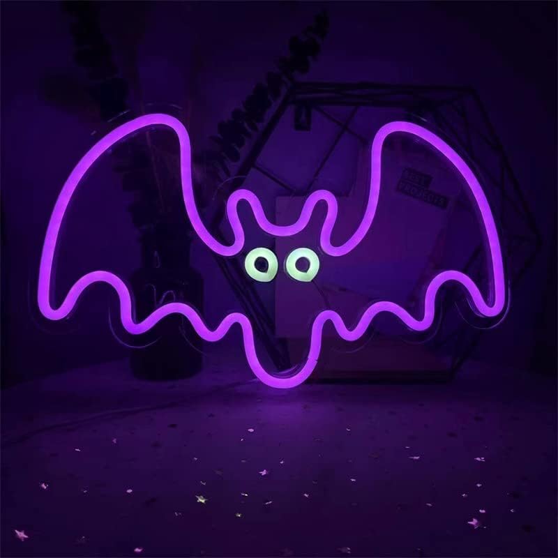 Bat Sign Neon, Festival LED Neon Light USB Powered Pink LED Acrylic Bat Shape Neon Wall Light Signs Gift Decor for Home Decoration,Bedroom, Lounge, Office, Wedding, Christmas, Valentine’s,Halloween,Party