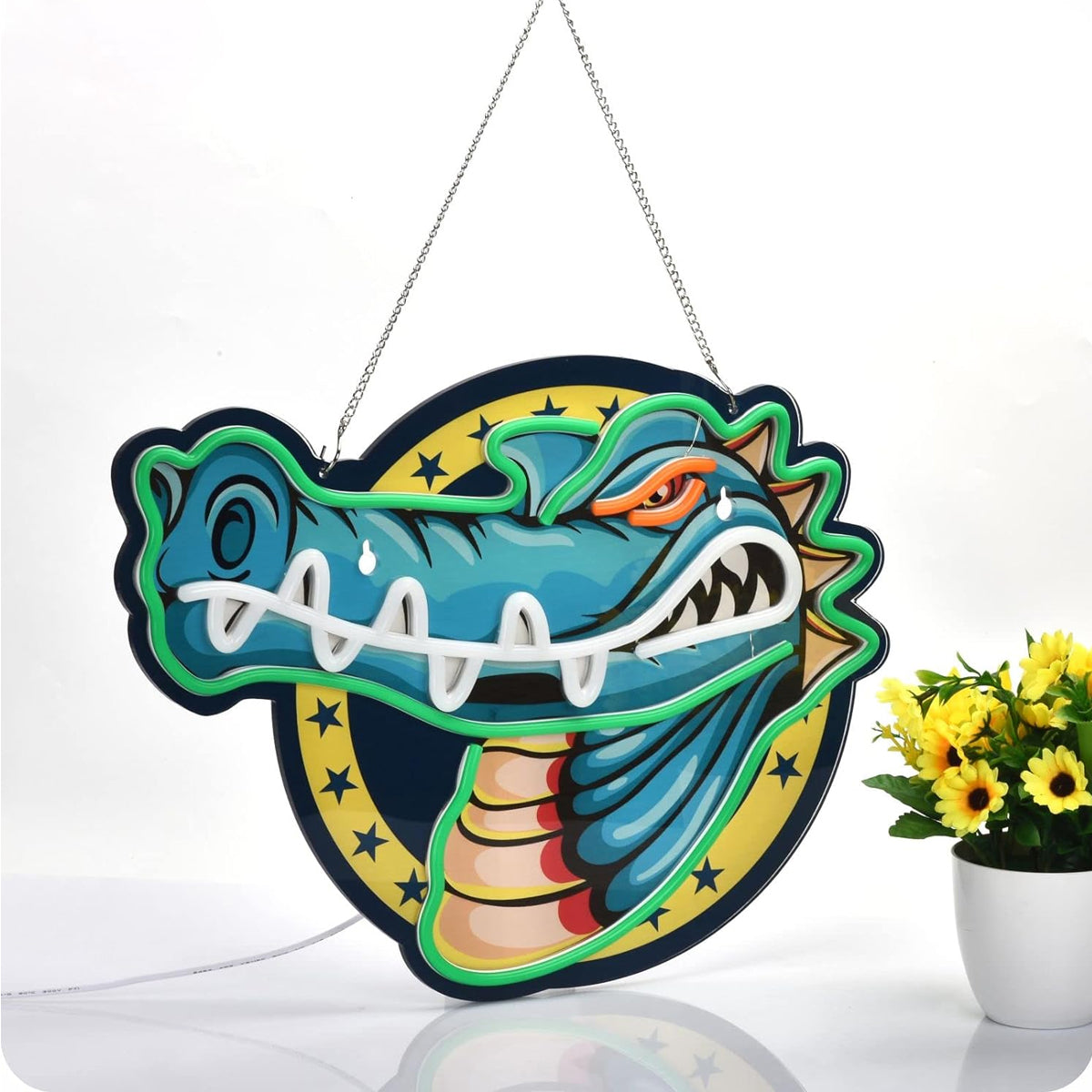 Alligator neon signs, crocodile Neon Sign for wall decor, USB LED neon sign, bar pub store club garage bedroom