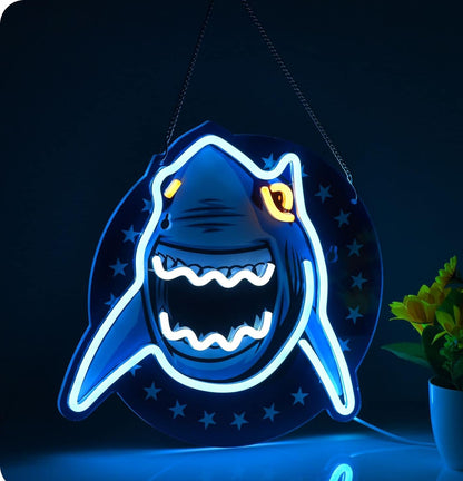 Shark neon signs, neon sign for wall decor, LED sign, pool shark wall decor for bar pub store club garage bedroom, home artwork