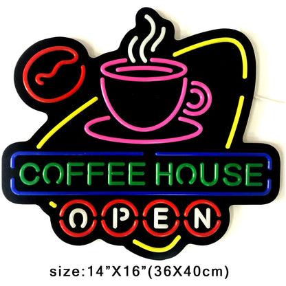 Coffee House Neon Lights Wall Mounted Beer Pub Coffee Cup LED Neon Sign Suitable for Home Decoration, Bar, Windows, Garage Walls, Party, Gifts