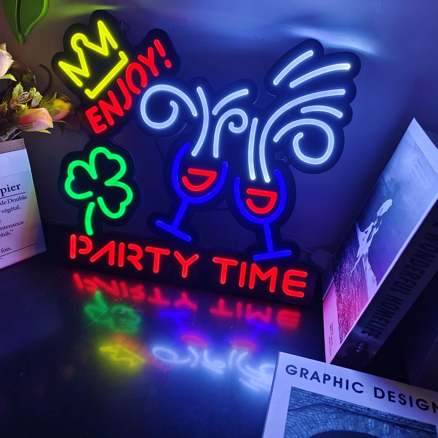 Party Time Neon Lights Ultra-thin Design Holiday Party LED Neon Sign is Suitable for Home Decoration or Bar,Windows,Garage Walls, Party, Birthday,Activity, Gifts