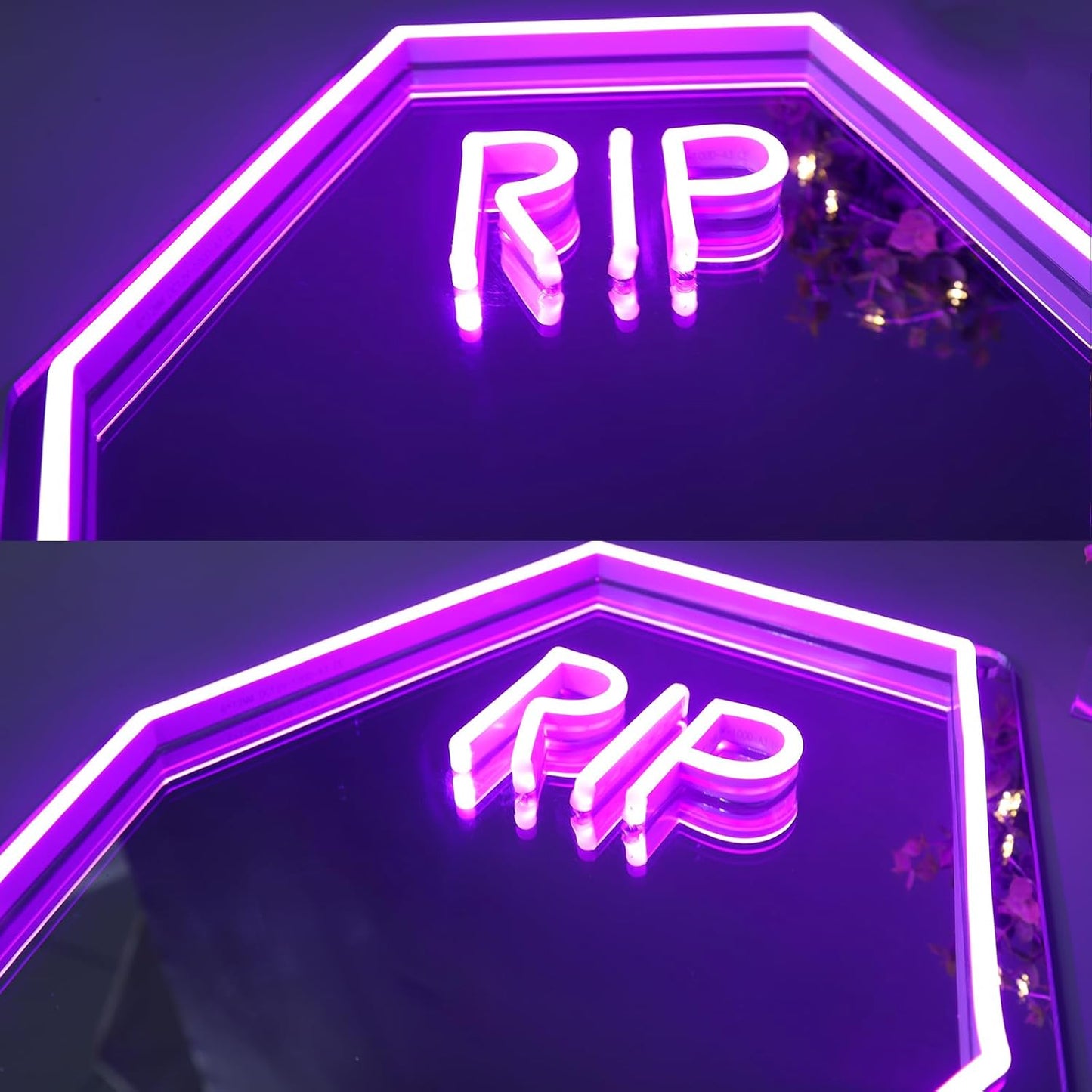 Coffin RIP Neon Mirror Sign,Gothic Room Decor,Coffin Mirror Sign,Halloween Gifts Party Coffin Decor,Gothic Lover Gift,Halloween Decor-7.7x13'' Purple