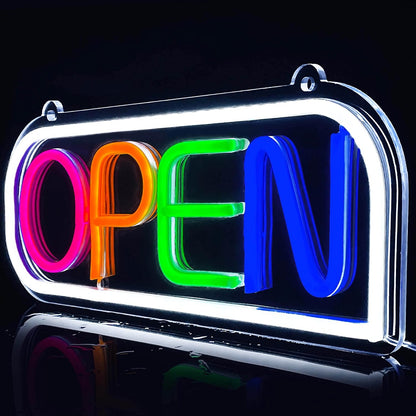 LED Neon OPEN Sign for Business Neon Acrylic Light up Sign for Stores Include Business Hours Open Closed Sign