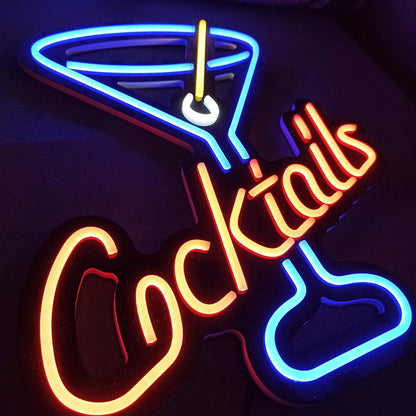 Cocktails Cup LED Neon Sign Art Wall Lights for Bar Club Bedroom Windows Glass Hotel Pub Cafe Wedding Birthday Party Gifts