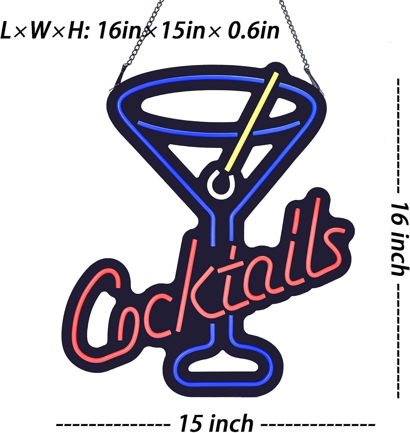 Cocktails Cup LED Neon Sign Art Wall Lights for Bar Club Bedroom Windows Glass Hotel Pub Cafe Wedding Birthday Party Gifts