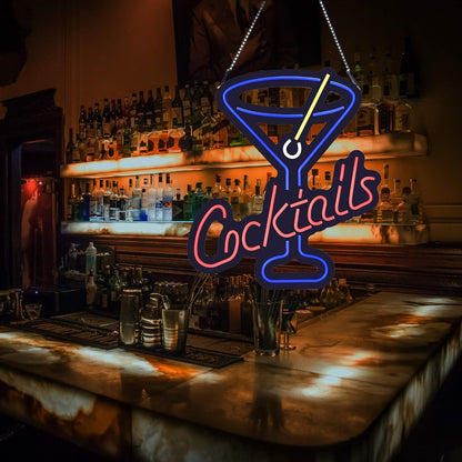 Cocktails Cup LED Neon Sign Art Wall Lights for Bar Club Bedroom Windows Glass Hotel Pub Cafe Wedding Birthday Party Gifts