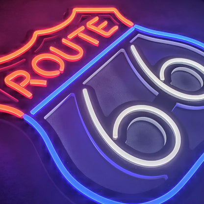 Route 66 LED Neon Sign Art Wall Lights for Bar Club Bedroom Windows Glass Hotel Pub Cafe Wedding Birthday Party Gifts