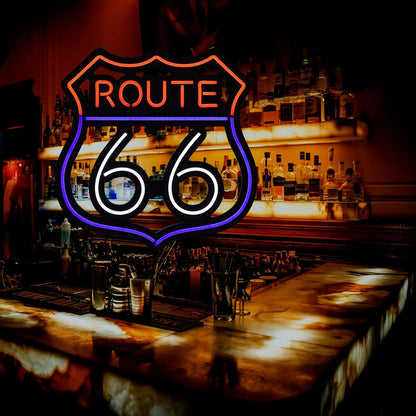 Route 66 LED Neon Sign Art Wall Lights for Bar Club Bedroom Windows Glass Hotel Pub Cafe Wedding Birthday Party Gifts