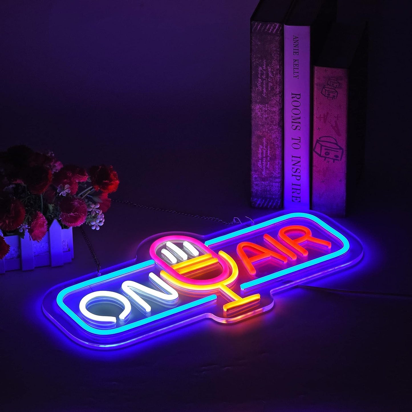 Neon Sign for Wall Decor Live On Air Neon Signs Beer Bar Home Bedroom Man Cave Office Hotel Pub Cafe Handmade Neon Light Signs with Dimmable Switch LED for Wall Artwork Decor