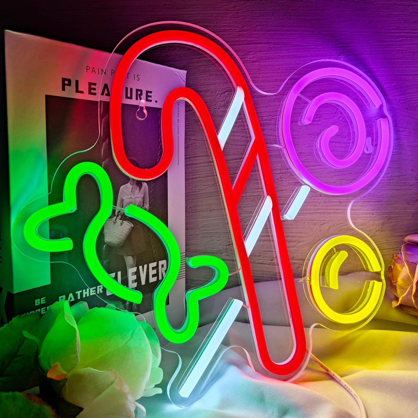 Candy Neon Sign,Colorful Led Neon Light Signs, Dimmable Neon Signs for Wall Decor,Lollipop Store,Candy Shop Decorations Boys Girls Room Art Decoration Birthday and Halloween Gifts