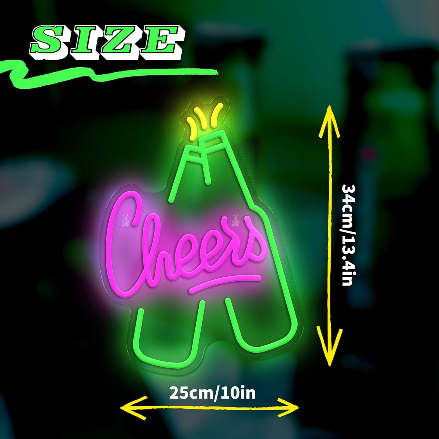 Beer Neon Sign,Beer Shape Cheers Led Sign Bar Neon Light for Wall Decor,USB Powered Neon Signs for Home Bar bedroom Pub Holiday Celebration Man Cave Garage Bedroom Birthday Party Gifts