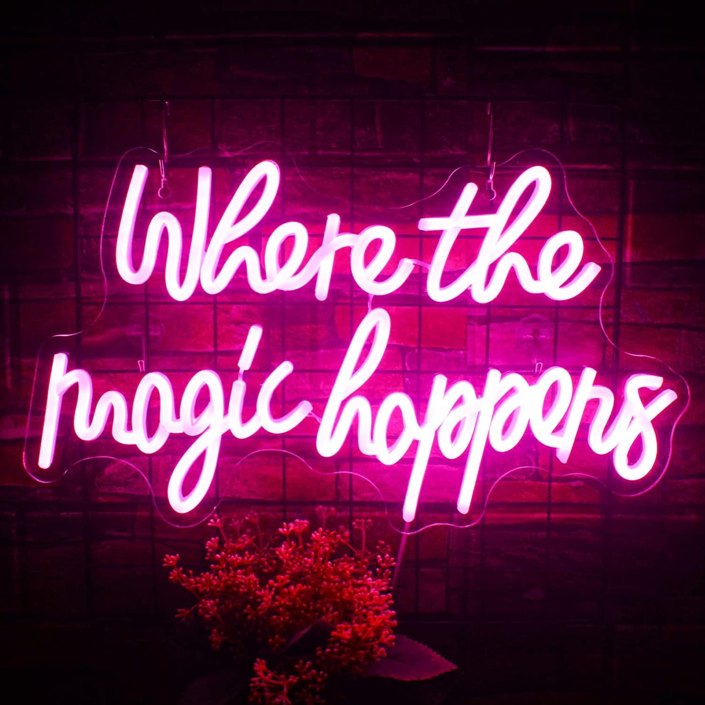 Where The Magic Happens Neon Sign Led Pink Word Light Up Signs for Wall Decor Usb Powered Letter Neon Light Signs Indoor Light for Bedroom Salon Decor Wedding Birthday Party Bar Man Cave