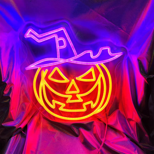 Halloween Pumpkin Neon Signs for Wall Decor,13.2 * 12.8 inches Led Neon Lights Signs with Dimmable, perfect for Halloween, Bedroom, Birthday Party, Wedding, Pub Bar, Shop, Room, INSNEnN